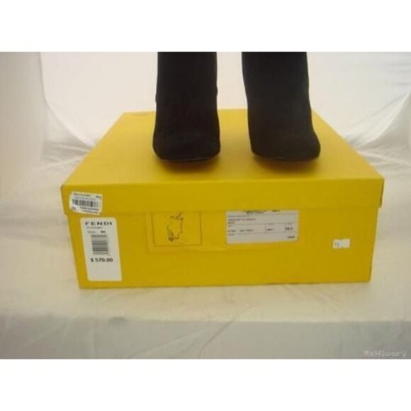 Fendi Black Suede Tall Tronchetto Boots 37.5 EUR 7.5 US - New In Box - Picture 3 of 7